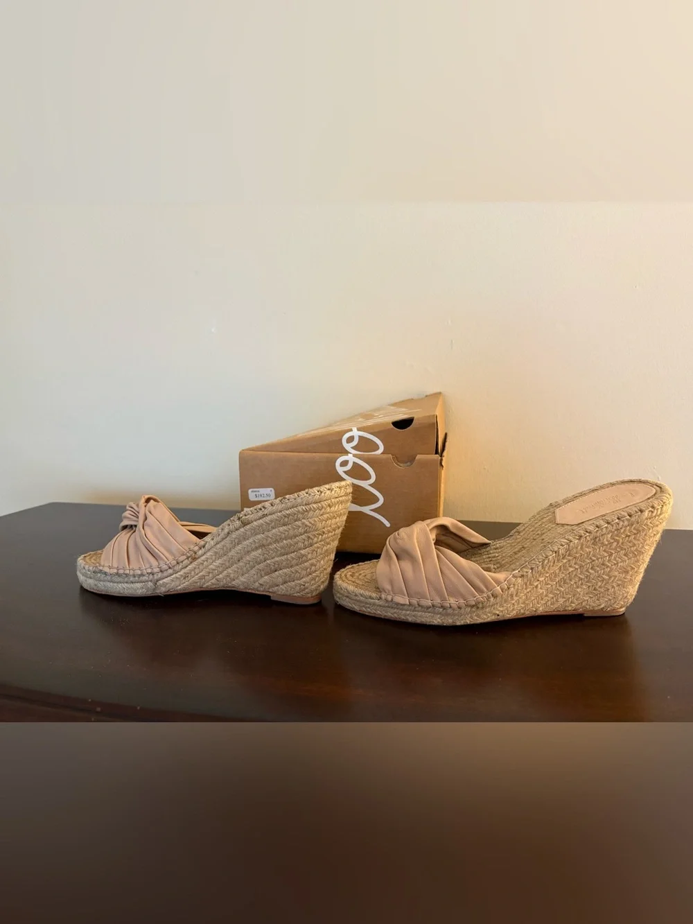 loeffler Randall 4 inch Wedge Espadrille Slide Peep Toe Sandals in Blush